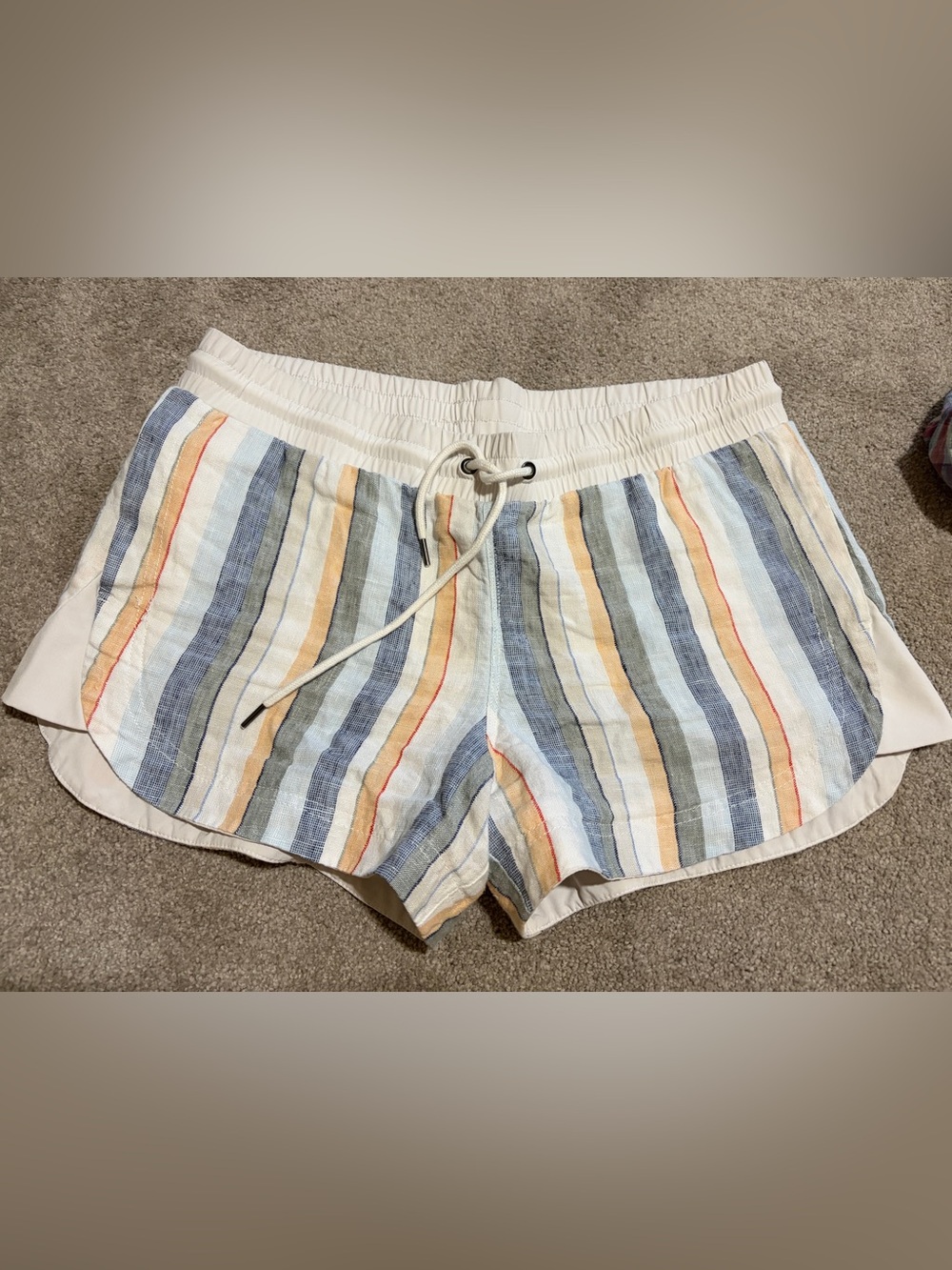 Athleta Beachside Bali Striped Linen-Blend Drawstring Shorts